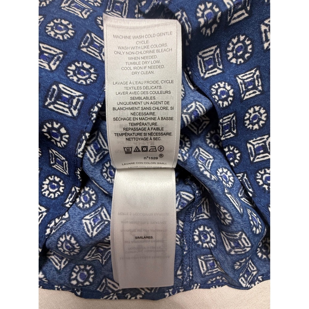 Lauren Ralph Lauren Blue Geometric Print Mock Neck Belted Midi Dress 10-2484 - Picture 5 of 9